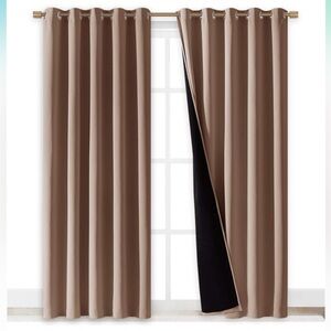 NICETOWN 100% Blackout Curtains, 1 Pair (2 Panels W70inxL84in), Cappuccino Color